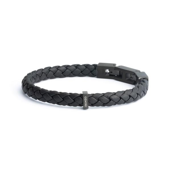 Einzelnes schwarzes italienisches Nappalederarmband mit vollständig schwarzem Finish - Una Black